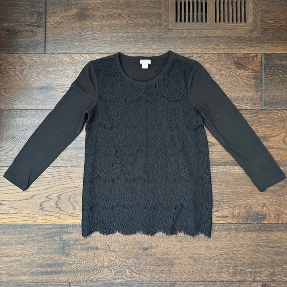 J. Crew Tops - J. Crew Lace Front Black Shirt